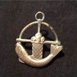 Vintage CREED Sterling Silver Christian Symbol (Cross, Fish, & Basket of Bread)